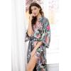 imageBABEYOND Womens Kimono Robe Long Satin Robes with Peacock and Blossoms Printed Kimono NightgownSilver Gray