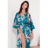 imageBABEYOND Womens Kimono Robe Long Satin Robes with Peacock and Blossoms Printed Kimono NightgownTurquoise