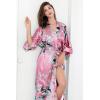 imageBABEYOND Womens Kimono Robe Long Satin Robes with Peacock and Blossoms Printed Kimono NightgownWatermelonred