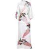 imageBABEYOND Womens Kimono Robe Long Satin Robes with Peacock and Blossoms Printed Kimono NightgownWhite