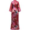 imageBABEYOND Womens Kimono Robe Long Satin Robes with Peacock and Blossoms Printed Kimono NightgownWinered