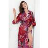 imageBABEYOND Womens Kimono Robe Long Satin Robes with Peacock and Blossoms Printed Kimono NightgownWinered