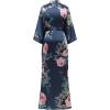 imageBABEYOND Womens Kimono Robe Long Satin Silky Floral Lightweight Bridesmaid Wedding Bachelorette Party RobeBlue