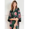 imageBABEYOND Womens Kimono Robe Long Satin Silky Floral Lightweight Bridesmaid Wedding Bachelorette Party RobeBronze Green
