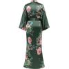 imageBABEYOND Womens Kimono Robe Long Satin Silky Floral Lightweight Bridesmaid Wedding Bachelorette Party RobeBronze Green