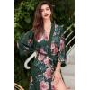 imageBABEYOND Womens Kimono Robe Long Satin Silky Floral Lightweight Bridesmaid Wedding Bachelorette Party RobeBronze Green