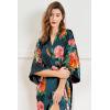 imageBABEYOND Womens Kimono Robe Long Satin Silky Floral Lightweight Bridesmaid Wedding Bachelorette Party RobeDark Green