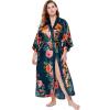 imageBABEYOND Womens Kimono Robe Long Satin Silky Floral Lightweight Bridesmaid Wedding Bachelorette Party RobeDark Green