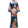 imageBABEYOND Womens Kimono Robe Long Satin Silky Floral Lightweight Bridesmaid Wedding Bachelorette Party RobeDark Green
