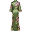 imageBABEYOND Womens Kimono Robe Long Satin Silky Floral Lightweight Bridesmaid Wedding Bachelorette Party RobeGreen