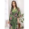 imageBABEYOND Womens Kimono Robe Long Satin Silky Floral Lightweight Bridesmaid Wedding Bachelorette Party RobeGreen