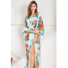 imageBABEYOND Womens Kimono Robe Long Satin Silky Floral Lightweight Bridesmaid Wedding Bachelorette Party RobeLake Blue
