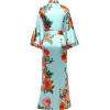 imageBABEYOND Womens Kimono Robe Long Satin Silky Floral Lightweight Bridesmaid Wedding Bachelorette Party RobeLake Blue