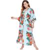 imageBABEYOND Womens Kimono Robe Long Satin Silky Floral Lightweight Bridesmaid Wedding Bachelorette Party RobeLake Blue