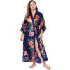 imageBABEYOND Womens Kimono Robe Long Satin Silky Floral Lightweight Bridesmaid Wedding Bachelorette Party RobeNavy Blue