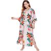 imageBABEYOND Womens Kimono Robe Long Satin Silky Floral Lightweight Bridesmaid Wedding Bachelorette Party RobePink
