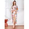 imageBABEYOND Womens Kimono Robe Long Satin Silky Floral Lightweight Bridesmaid Wedding Bachelorette Party RobePink