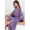 imageBABEYOND Womens Kimono Robe Long Satin Silky Floral Lightweight Bridesmaid Wedding Bachelorette Party RobePurple