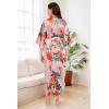 imageBABEYOND Womens Kimono Robe Long Satin Silky Floral Lightweight Bridesmaid Wedding Bachelorette Party RobeWatermelon Red