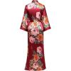 imageBABEYOND Womens Kimono Robe Long Satin Silky Floral Lightweight Bridesmaid Wedding Bachelorette Party RobeWine Red