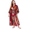 imageBABEYOND Womens Kimono Robe Long Satin Silky Floral Lightweight Bridesmaid Wedding Bachelorette Party RobeWine Red