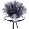 imageBABEYOND Womens Ostrish Feather Crystal Teal Headband Wedding Bridal Feather Headband Flapper Headpiece 1920sNavy Blue