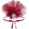 imageBABEYOND Womens Ostrish Feather Crystal Teal Headband Wedding Bridal Feather Headband Flapper Headpiece 1920sWine Red