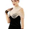 imageBABEYOND Womens Pearl Body Chain  Fashion Necklace Top Shawl Handmade Jewelry for WomenWhite  Pearl