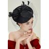 imageBABEYOND Womens Pillbox Fascinator Hat Kentucky Feather Derby Tea Party Headpiece with Veil for Cocktail CostumeBlack