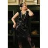 imageBABEYOND Womens Plus Size Flapper Dresses 1920s V Neck Beaded Fringed Great Gatsby DressGlam Black