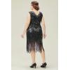 imageBABEYOND Womens Plus Size Flapper Dresses 1920s V Neck Beaded Fringed Great Gatsby DressGlam Black