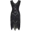 imageBABEYOND Womens Plus Size Flapper Dresses 1920s V Neck Beaded Fringed Great Gatsby DressGlam Black