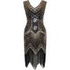 imageBABEYOND Womens Plus Size Flapper Dresses 1920s V Neck Beaded Fringed Great Gatsby DressGold