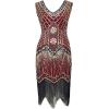 imageBABEYOND Womens Plus Size Flapper Dresses 1920s V Neck Beaded Fringed Great Gatsby DressGold Winered