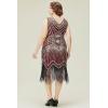 imageBABEYOND Womens Plus Size Flapper Dresses 1920s V Neck Beaded Fringed Great Gatsby DressGold Winered