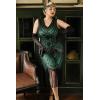 imageBABEYOND Womens Plus Size Flapper Dresses 1920s V Neck Beaded Fringed Great Gatsby DressGreen