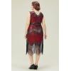 imageBABEYOND Womens Plus Size Flapper Dresses 1920s V Neck Beaded Fringed Great Gatsby DressRed