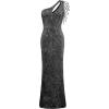 imageBABEYOND Womens Sequin Prom Dress  One Shoulder Maxi Dress Gowns and Evening Dresses for Party Wedding Guest SilverBlack