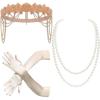 imageBABEYOND 1920s Accessories for Women  Great Gatsby Accessories Flapper Headband Headpiece Pearl Necklace Gloves for WomenChampagne