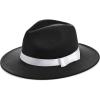 imageBABEYOND 1920s Fedora Hat for Men Gatsby Wide Brim Fedora Hat Felt Panama Cap with Band for Women MenBlack