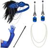 imageBABEYOND 1920s Flapper Accessories Gatsby Costume Accessories Set 20s Flapper Feather Headband Pearl Necklace GlovesBlue