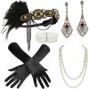 imageBABEYOND 1920s Flapper Accessories Gatsby Costume Accessories Set 20s Flapper Headband Pearl Necklace GlovesBlack Gold