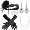 imageBABEYOND 1920s Flapper Accessories Gatsby Costume Accessories Set 20s Flapper Headband Pearl Necklace GlovesGreen