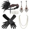 imageBABEYOND 1920s Flapper Accessories Gatsby Costume Accessories Set 20s Flapper Headband Pearl Necklace GlovesWine Red