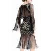 imageBABEYOND 1920s Flapper Dress Long Fringe Gatsby Dress Roaring 20s Sequin Beaded Dress Vintage Art Deco DressBlack