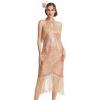 imageBABEYOND 1920s Flapper Dress Long Fringed Gatsby Dress Vintage Art Deco DressRosegold