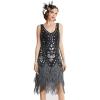 imageBABEYOND 1920s Flapper Dress Roaring 20s Great Gatsby Costume Dress Fringed Embellished DressBlack  Silver