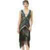 imageBABEYOND 1920s Flapper Dress V Neck Sequin Beaded Dress Roaring 20s Gatsby Fringe Party DressDark Green
