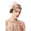 imageBABEYOND 1920s Flapper Feather Headband Roaring 20s Showgirl Gatsby HeadpieceChampagne