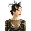 imageBABEYOND 1920s Flapper Feather Headband Roaring 20s Showgirl Gatsby HeadpiecePeacock Black